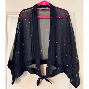 Chico's Black and White Sheer Kimono. Size 2 (L)